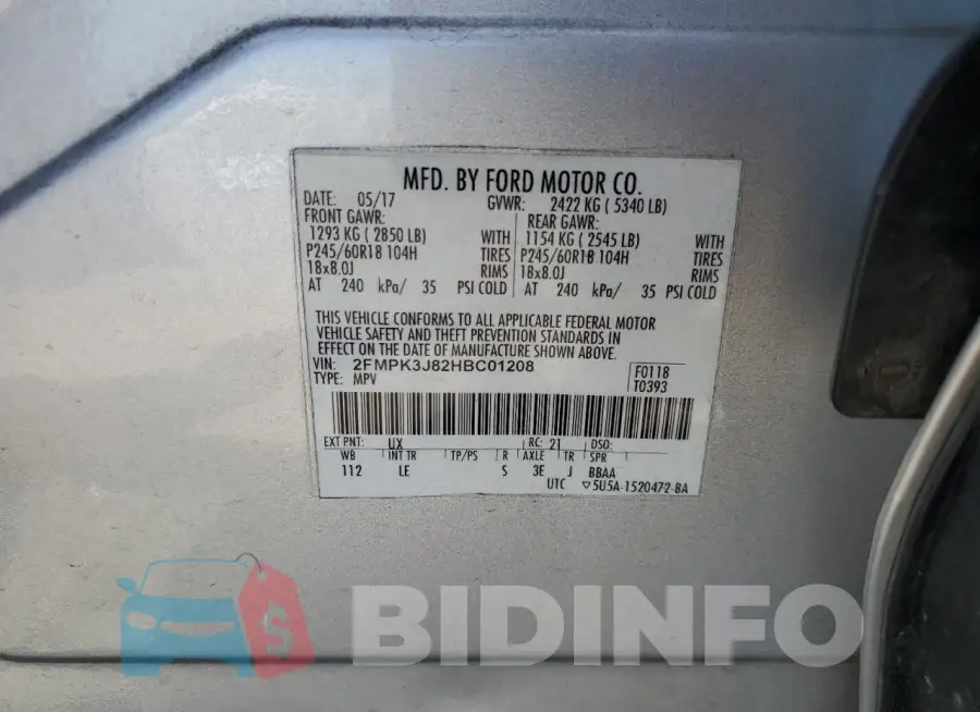 2FMPK3J82HBC01208 Photo# 13