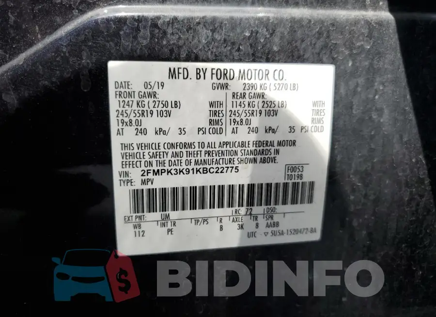 2FMPK3K91KBC22775 Photo# 14