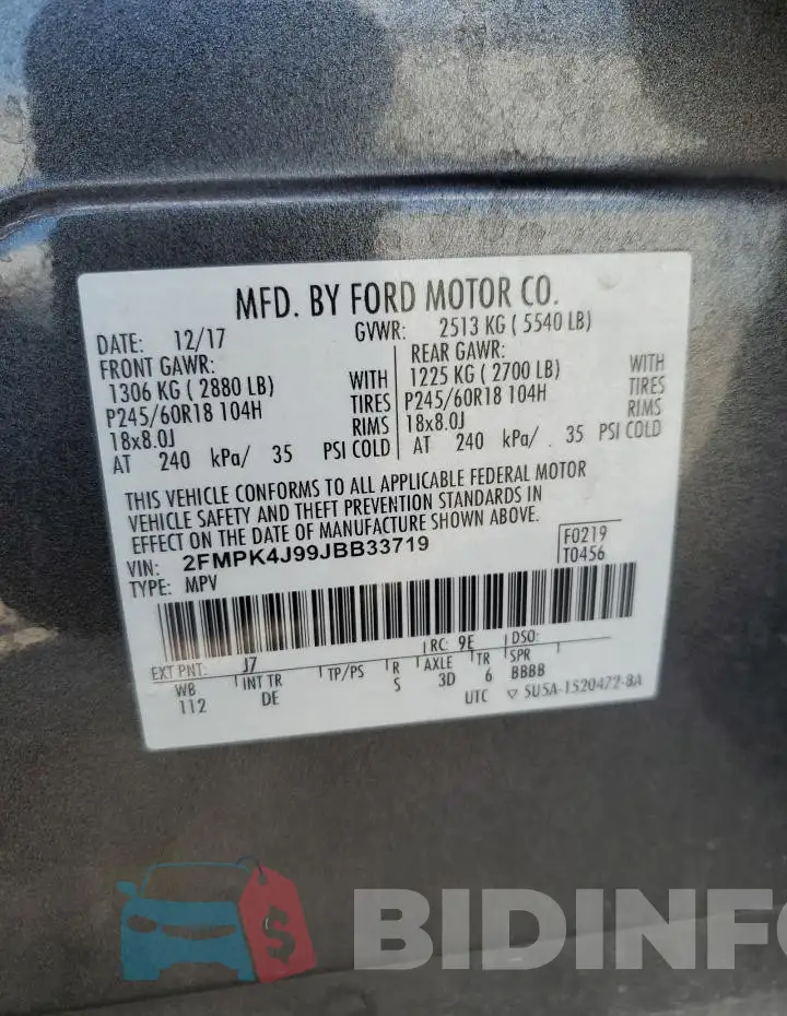 2FMPK4J99JBB33719 Photo# 14