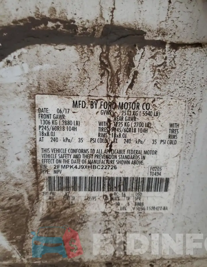 2FMPK4J9XHBC22726 Photo# 13