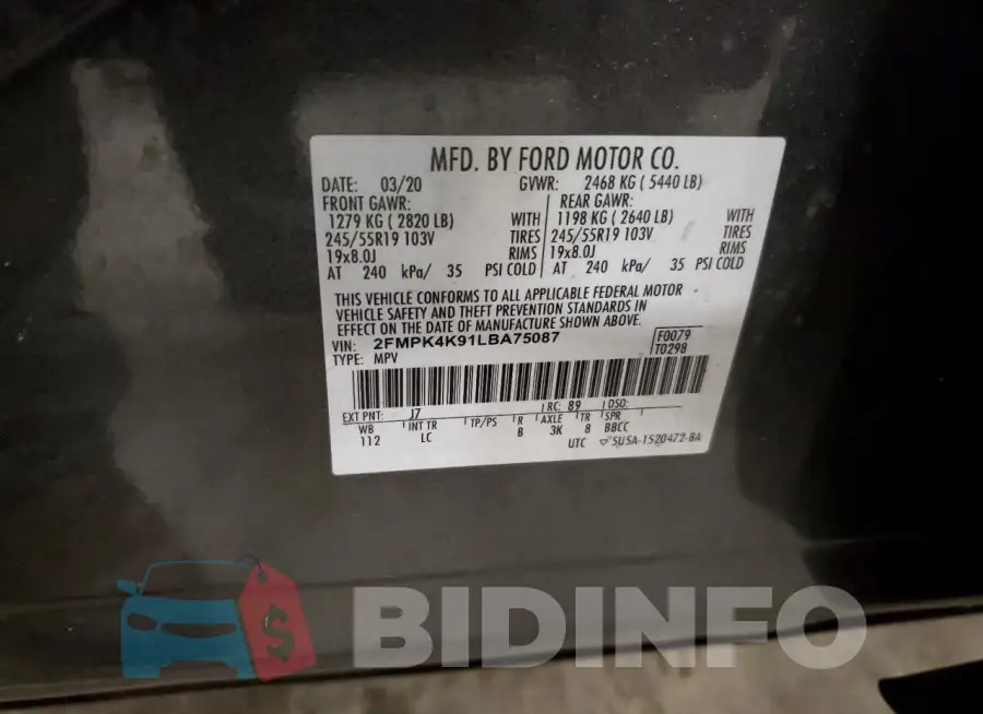 2FMPK4K91LBA75087 Photo# 13