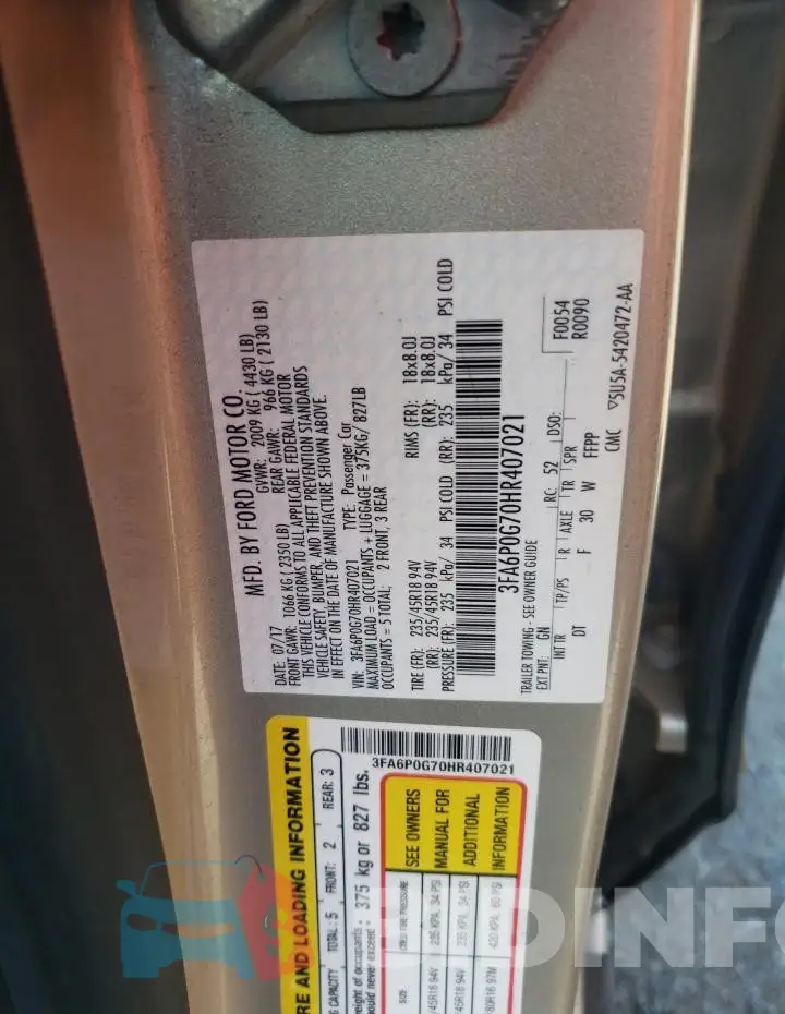 3FA6P0G70HR407021 Photo# 12