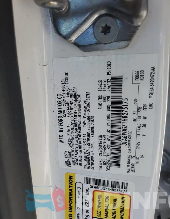3FA6P0G71HR275175 Photo# 12