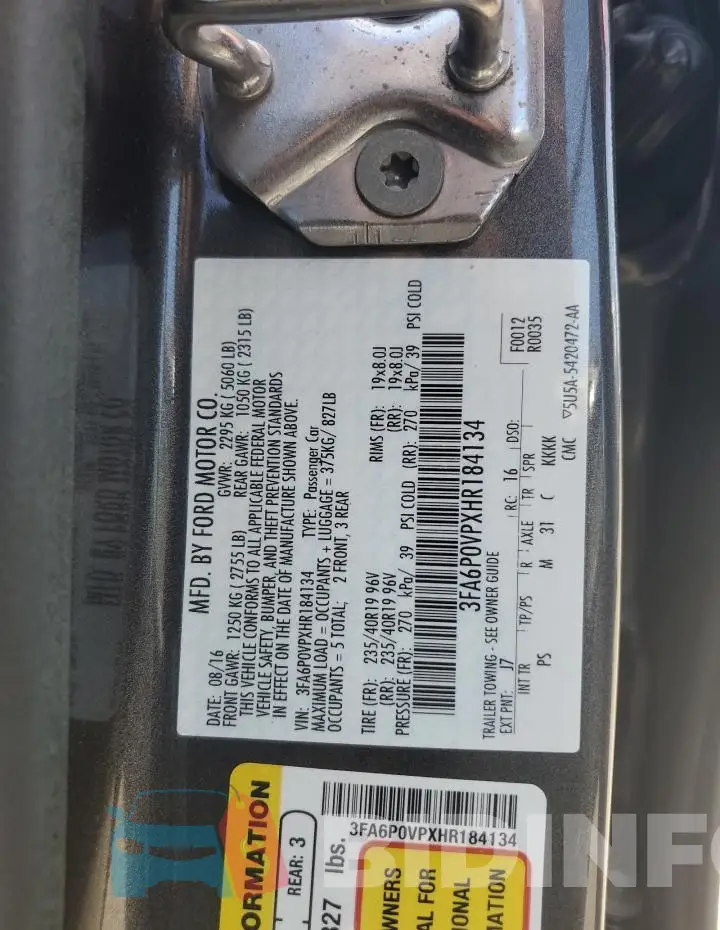3FA6P0VPXHR184134 Photo# 13