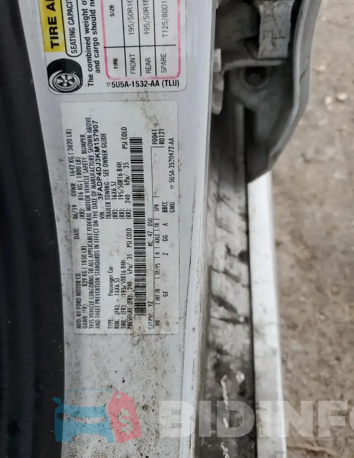 3FADP4DJ3KM157907 Photo# 12