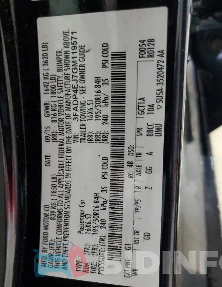 3FADP4EJ7GM119571 Photo# 12