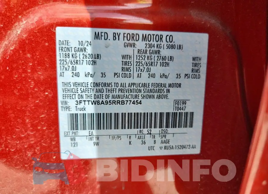 3FTTW8A95RRB77454 Photo# 13