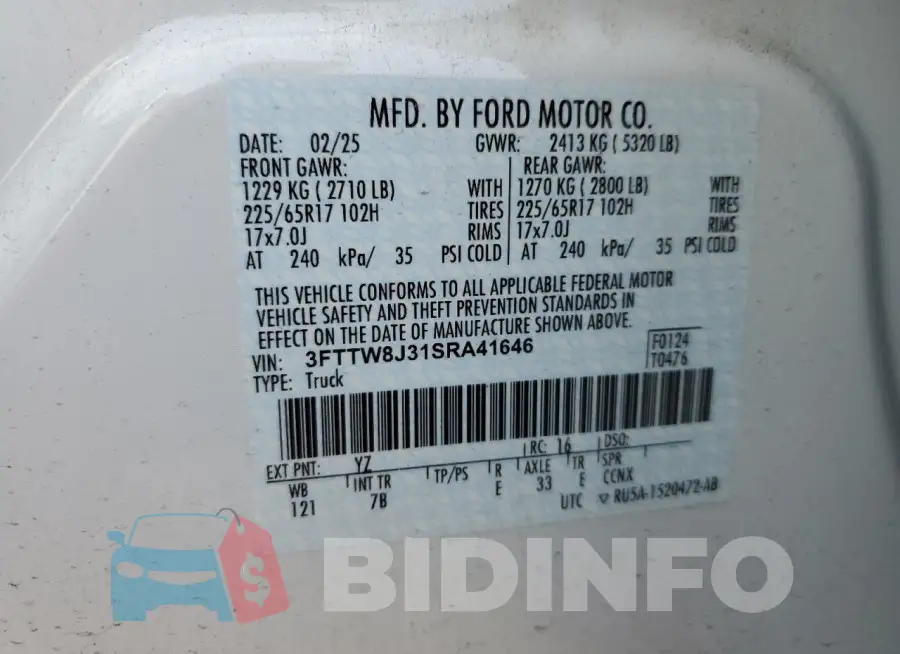 3FTTW8J31SRA41646 Photo# 12