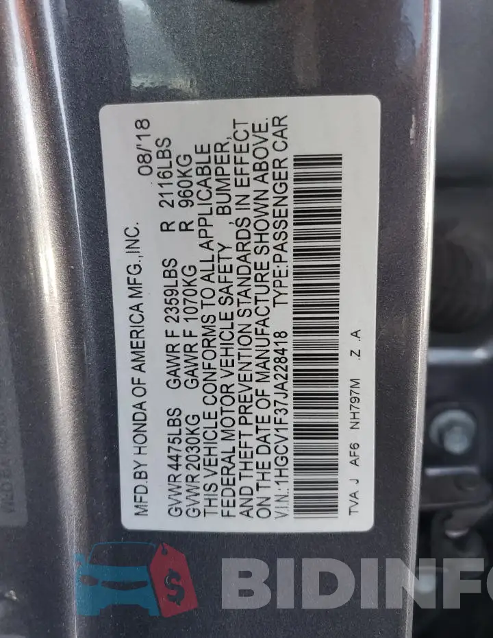 1HGCV1F37JA228418 Photo# 12