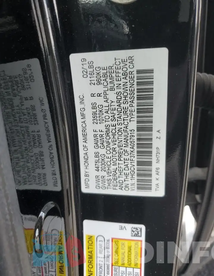 1HGCV1F37KA057915 Photo# 13