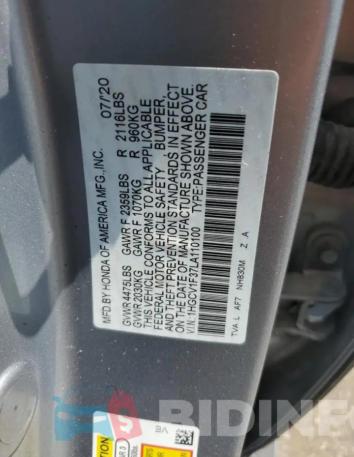 1HGCV1F37LA110100 Photo# 12