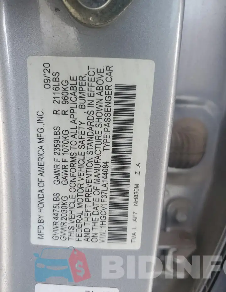 1HGCV1F37LA144084 Photo# 12