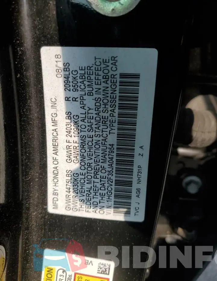 1HGCV2F35JA047954 Photo# 13