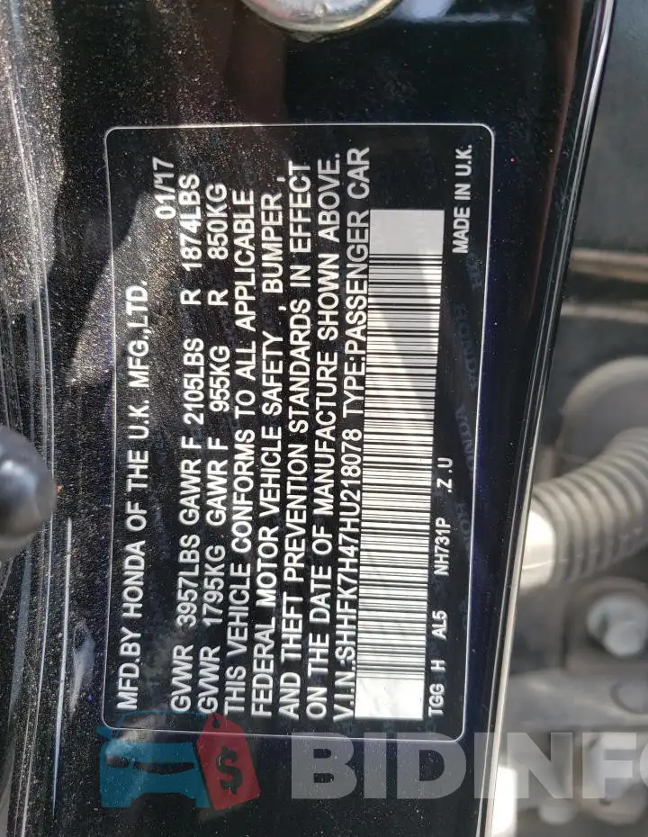 SHHFK7H47HU218078 Photo# 12