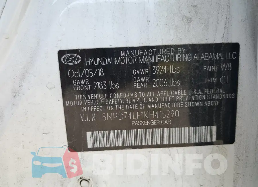 5NPD74LF1KH415290 Photo# 12
