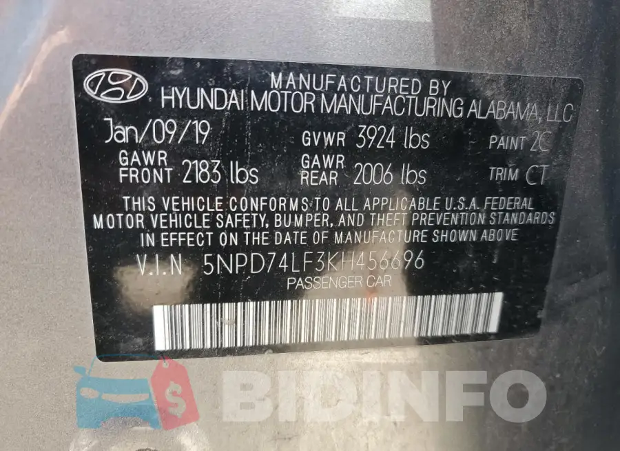 5NPD74LF3KH456696 Photo# 13