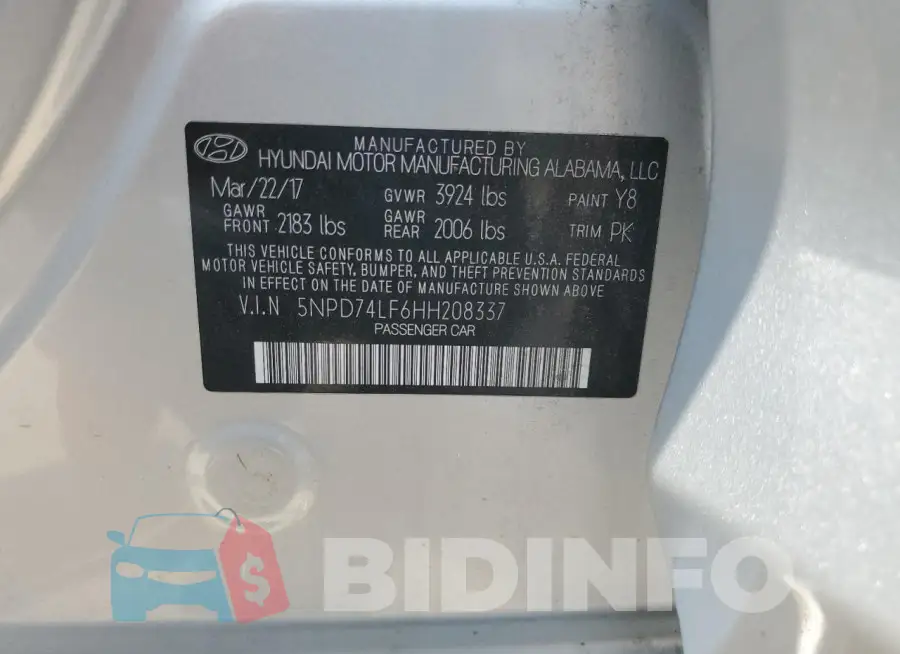 5NPD74LF6HH208337 Photo# 12