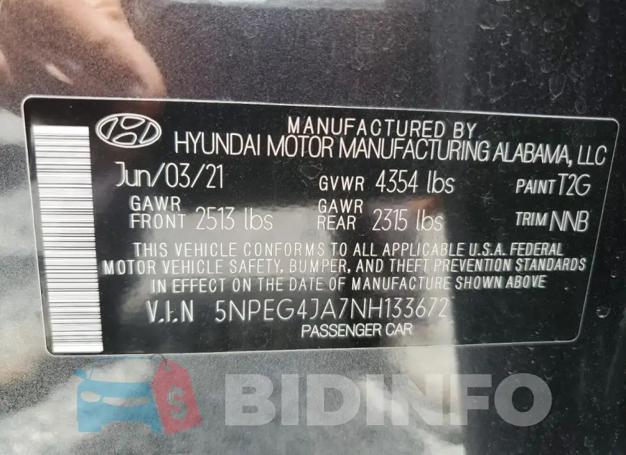 5NPEG4JA7NH133672 Photo# 13