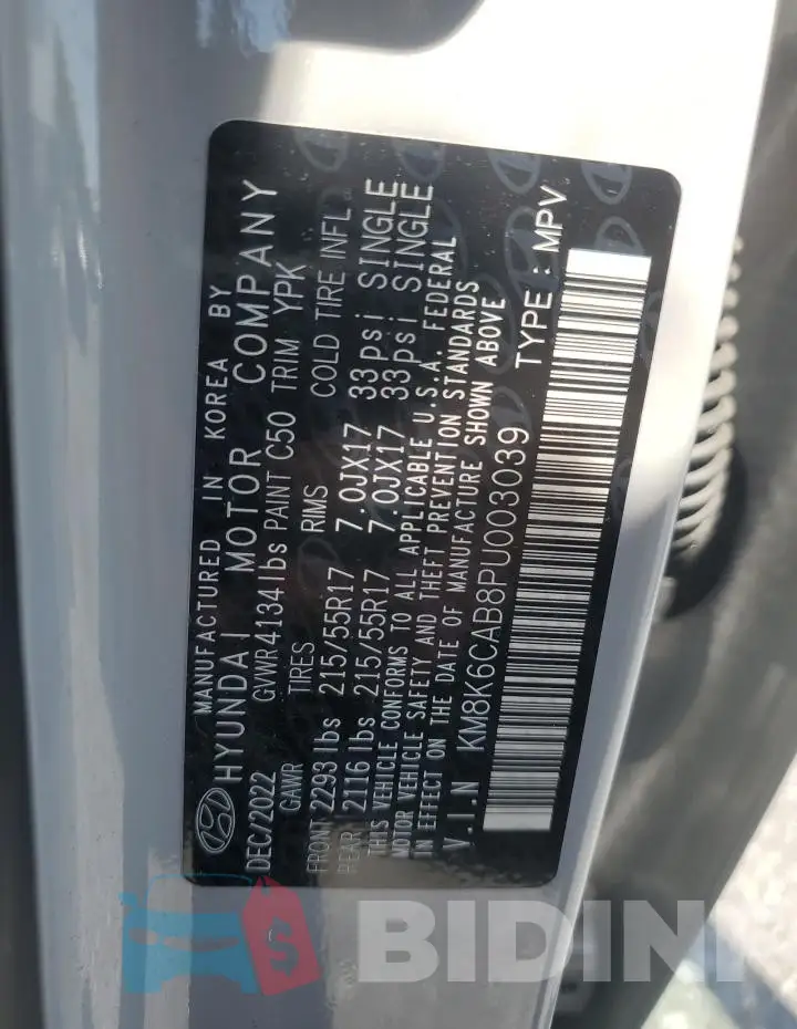 KM8K6CAB8PU003039 Photo# 12