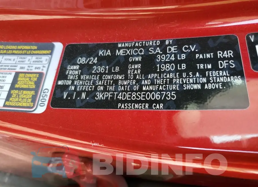 3KPFT4DE8SE006735 Photo# 12