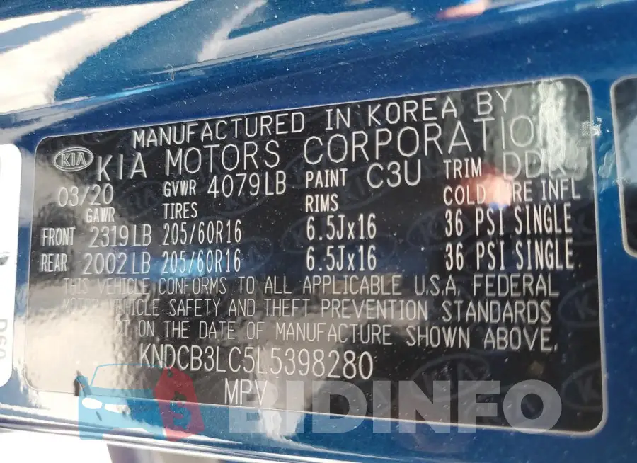KNDCB3LC5L5398280 Photo# 13