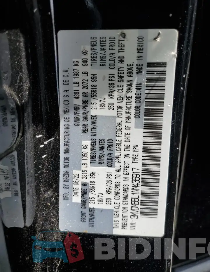 3MVDMBBL1NM436917 Photo# 14