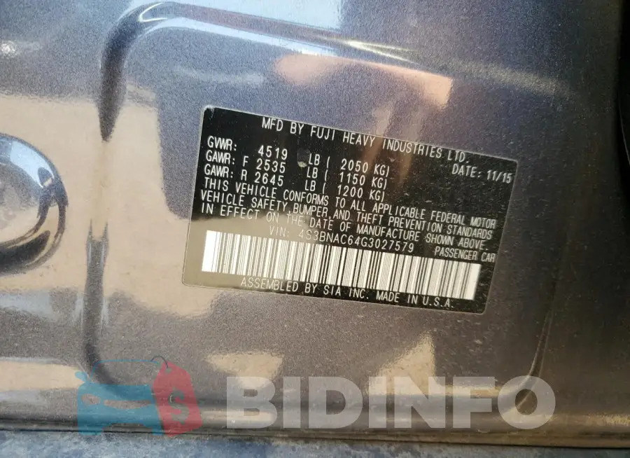 4S3BNAC64G3027579 Photo# 12