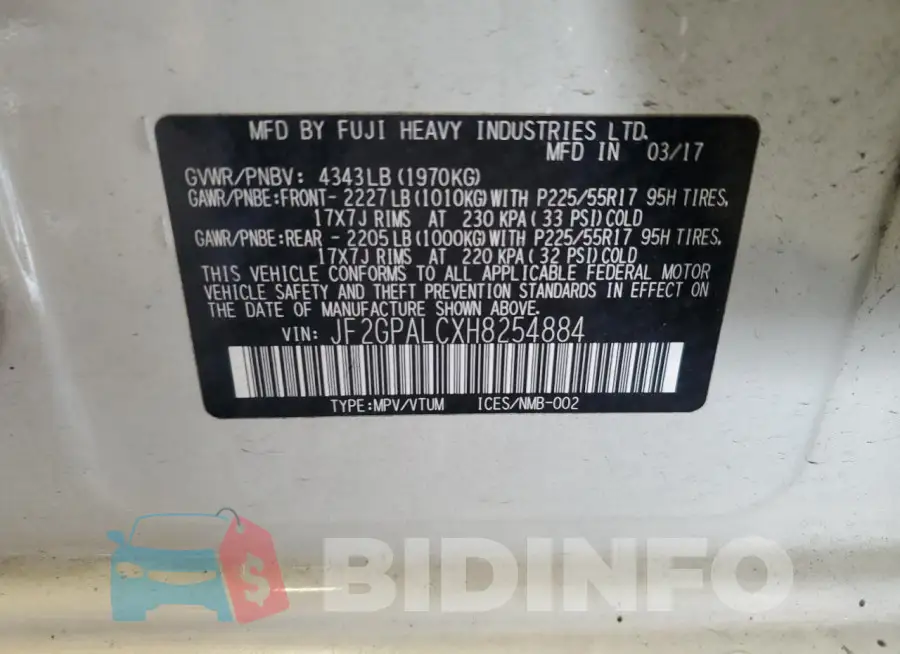 JF2GPALCXH8254884 Photo# 12