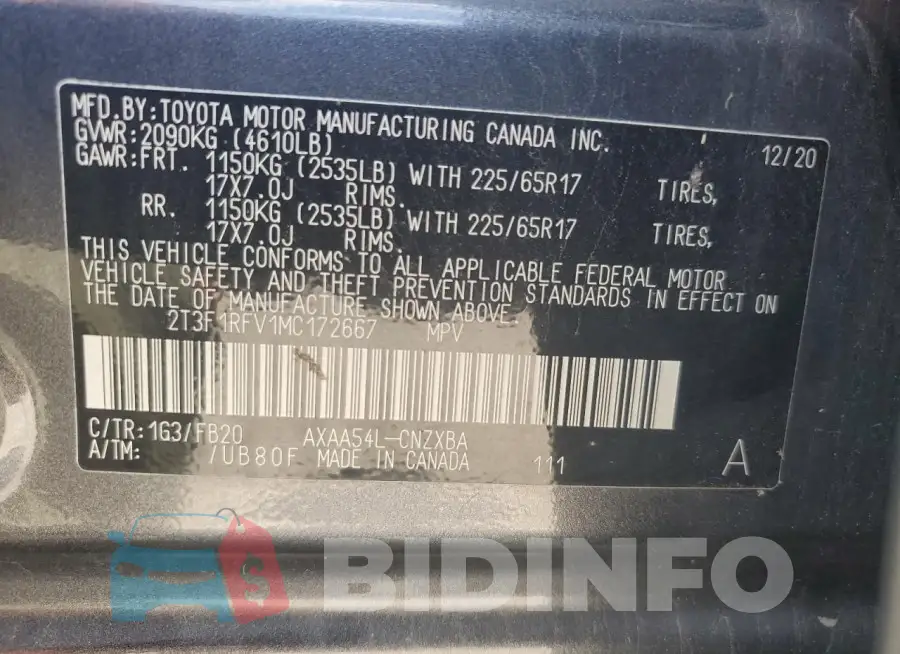 2T3F1RFV1MC172667 Photo# 13
