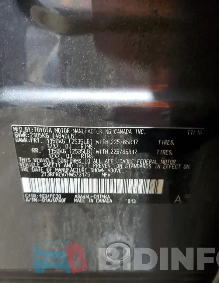 2T3RFREV7HW573175 Photo# 14