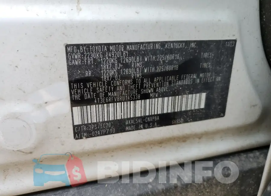 4T3E6RFV8RU145338 Photo# 13