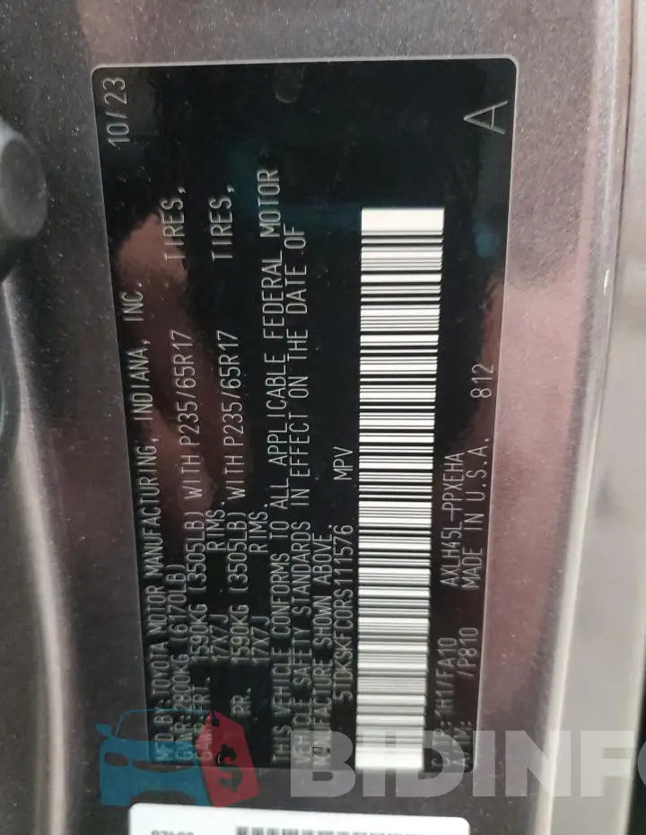 5TDKSKFC0RS111576 Photo# 14