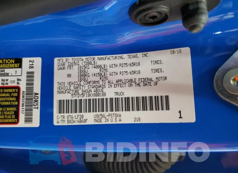 5TFDY5F18KX800188 Photo# 13