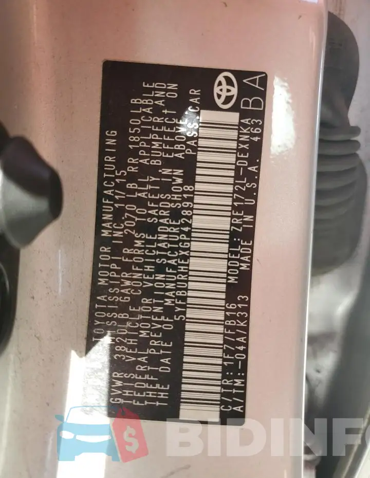 5YFBURHEXGP428918 Photo# 12