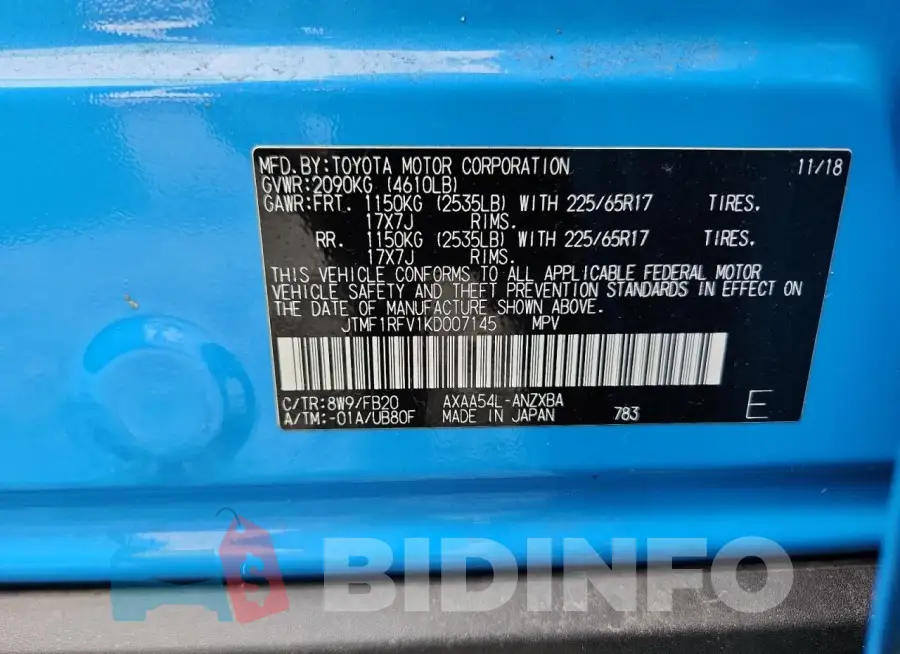 JTMF1RFV1KD007145 Photo# 13