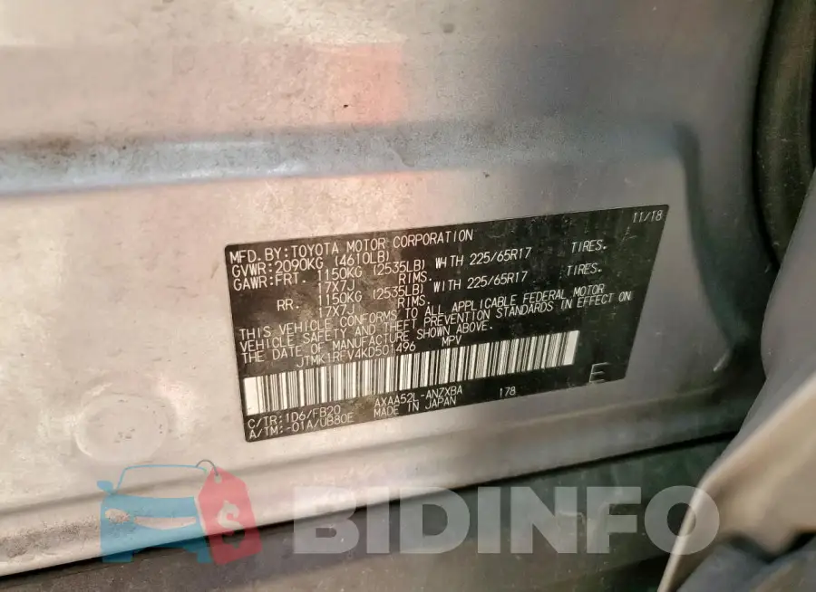 JTMK1RFV4KD501496 Photo# 13