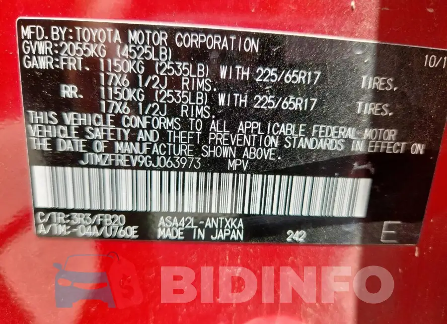 JTMZFREV9GJ063973 Photo# 14