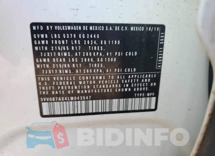 3VV0B7AX4LM043547 Photo# 12
