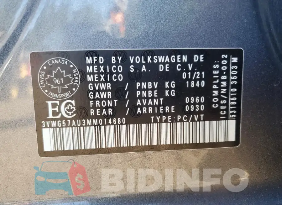 3VWG57AU3MM014680 Photo# 13