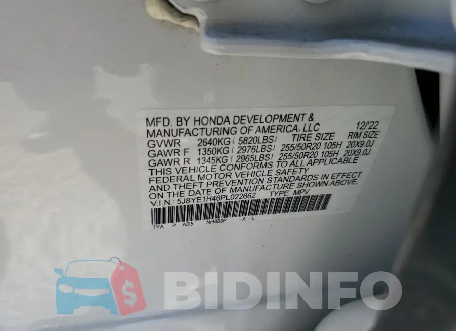 5J8YE1H46PL022662 Photo# 13