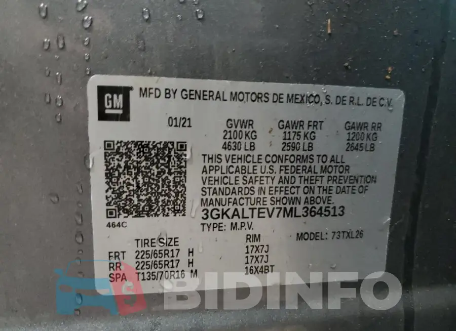 3GKALTEV7ML364513 Photo# 14
