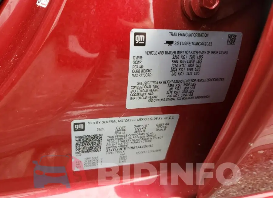 3GTU9FET0MG442081 Photo# 12