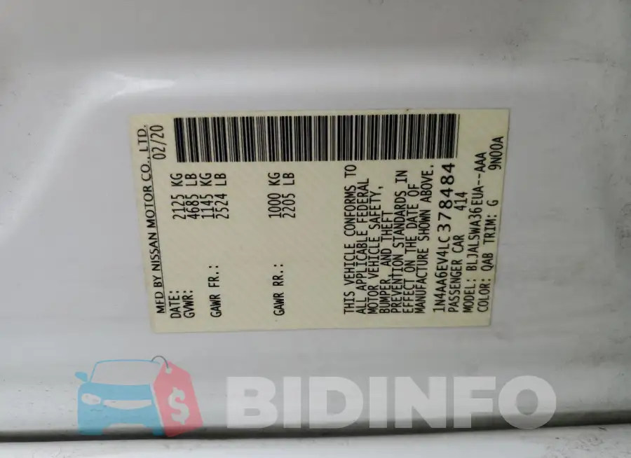 1N4AA6EV4LC378484 Photo# 12