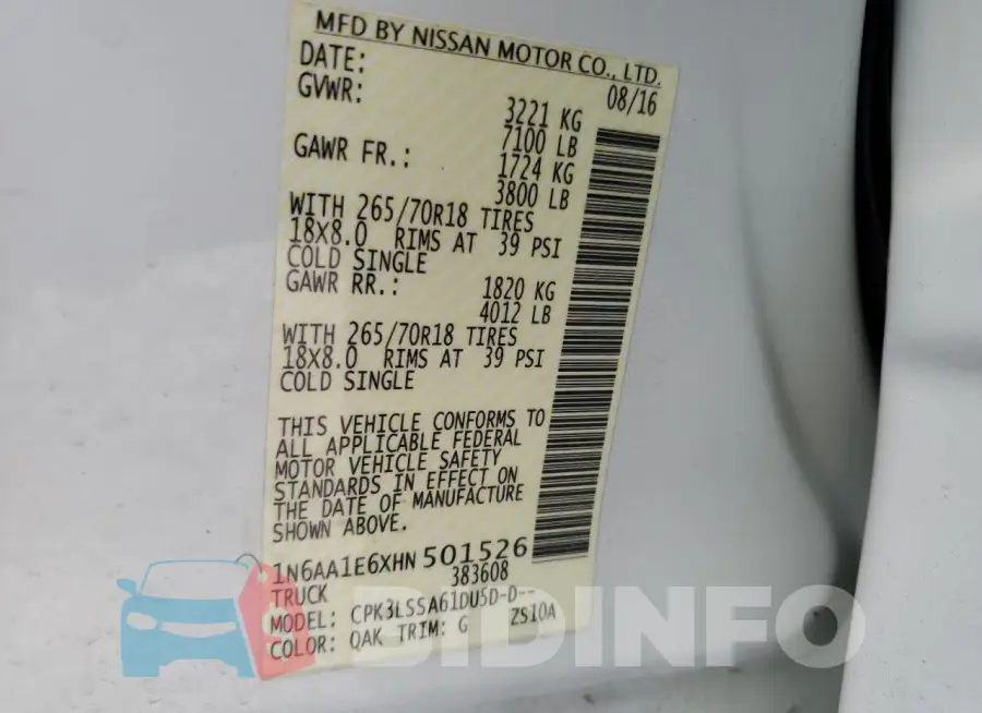1N6AA1E6XHN501526 Photo# 12