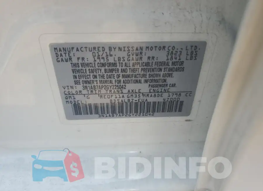 3N1AB7AP2GY225042 Photo# 12