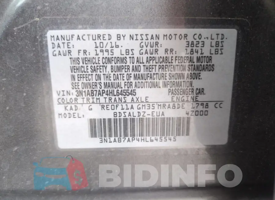 3N1AB7AP4HL645545 Photo# 13