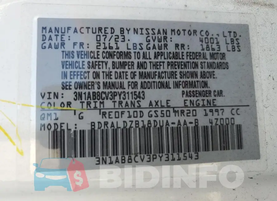3N1AB8CV3PY311543 Photo# 12