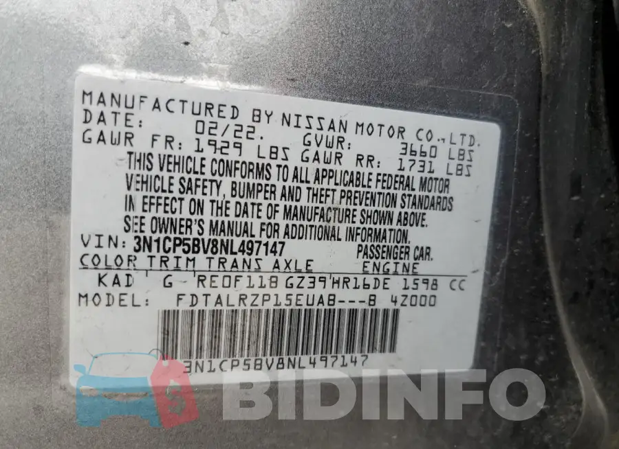 3N1CP5BV8NL497147 Photo# 13