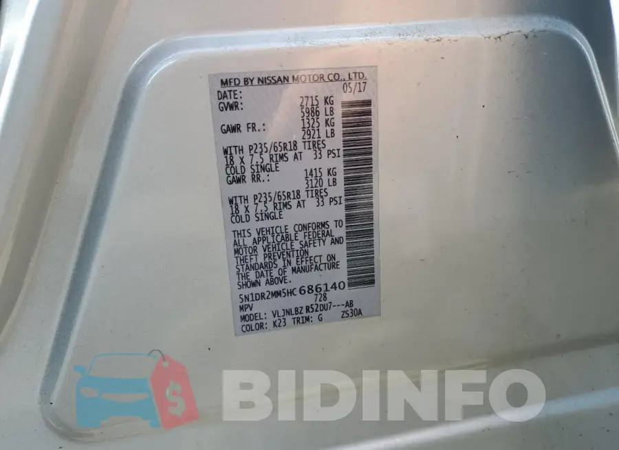 5N1DR2MM5HC686140 Photo# 13