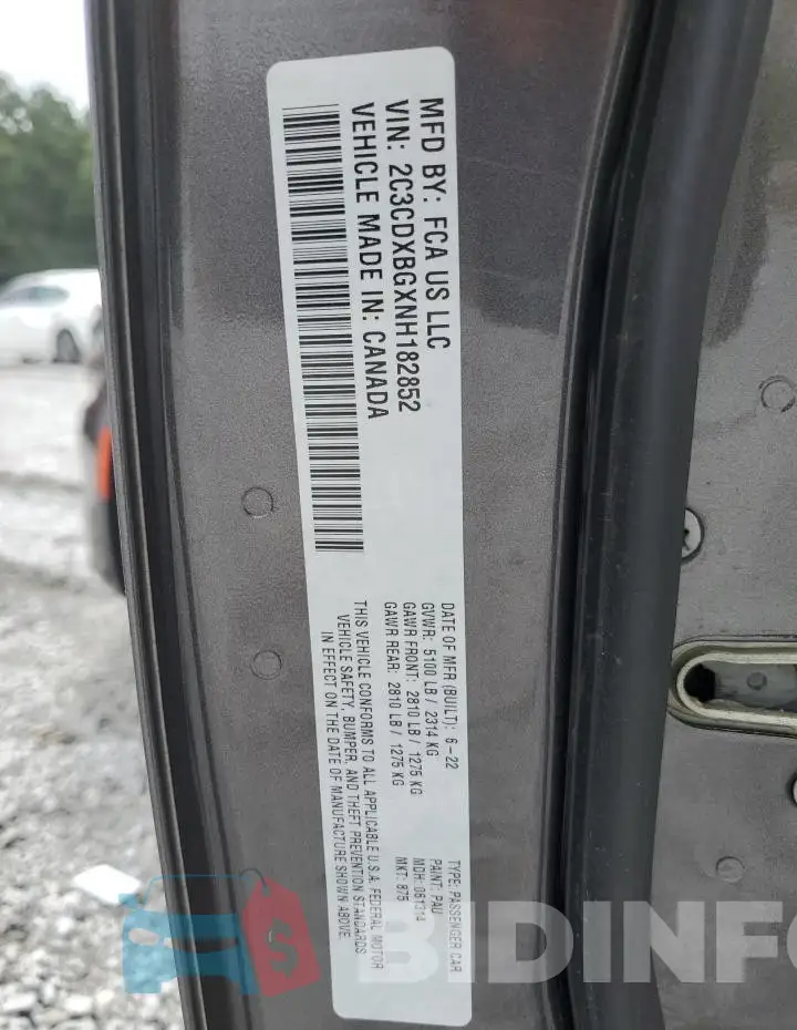 2C3CDXBGXNH182852 Photo# 12